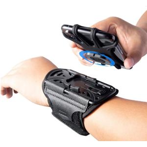 Wristband Phone Holder for Running, 360Rotation & Detachable Sports Armband with Key Holder for iPhone 16/15/14/13/12/11/Pro/XS/XR/X/8/7/6/Plus, for Samsung Galaxy, Fits 4''-6.5''Phone