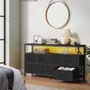 SONGMICS BELLAH Collection - Dresser for Bedroom with App-Controlled LED Lights and Charging Station, Chest of Drawers, TV Stand, 7 Drawers, Shelf, Modern, Ink Black ULGS733BH02S