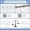 Furlinic Extra Long Waffle Weave No Hook Shower Curtain with Snap in Liner,Heavy Duty Textured Fabric Bathroom Curtains,Hotel Style with Mesh Top Window,Waterproof & Machine Washable,White,71x96.