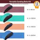 3" x 21" Sanding Belts for Belt Sander, Assorted Grits 12 Pcs (3 Each of 80 120 150 240), Aluminum Oxide Sanding Belts for Woodworking Metal Polishing Knife Sharpening