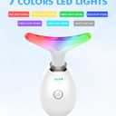 SDKWDH Red Light Therapy for Face and Neck, 7 Color Face Massager Tool for Wrinkles, Double Chin, Vibrating Facial Massager with Thermals for Skin Care, Gifts for Women Men, Glossy White