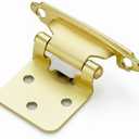 Ravinte 30 Pack (15 Pairs) 1/2 inch Overlay Cabinet Hinges, Self-Closing Semi-Concealed Face Mount, Satin Brass Decorative Hardware with Door Bumpers for Kitchen & Cupboard Doors, Gold