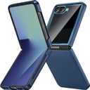 Ruky for Z Flip 7 Case with Privacy Screen Protector, Full Body Cover Anti-Scratches Shockproof Hard PC Ultra-Thin, Support Wireless Charging Protective Phone Cover for Samsung Z Flip 7, Dark Blue