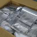 N9R 600PCS Silver Disposable Plastic Plates, Silver Plastic Dinnerware Set Includes 100 Dinner Plates, Dessert Plate, Cups, Spoons, Forks, Knives for 100 Guests, Perfect for Party, Wedding, Birthday