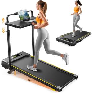 Acezoe 3 in 1 Under Desk Treadmill with Incline, Walking Pad with Removable Desk Workstation, Adjustable Height for Different Need, 300lbs Capacity, Foldable Compact for Home Small Office