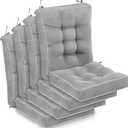 Juexica 4 Sets Outdoor Patio Cushions High Back Outdoor Chair Cushions Rocking Cushion Waterproof Indoor Patio Fastness Chair Pads with Ties for Seasonal Indoor Home Office (Light Gray,19 x 19 x 4)