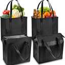 Insulated Grocery Bags, Reusable Insulated Bag, Portable Cooler Bags for Shopping Food Travel Beach Camping (4 Pack Black)