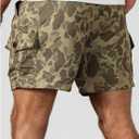 Men's Camo Cargo Track Shorts Drawstring Waist Wide Leg Workout Shorts with Pockets Streetwear (Green, M)