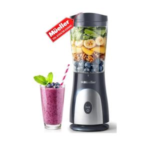 Mueller Smoothie Blender for Smoothies - Personal Blender for Shakes, Frozen Drinks, Baby Food & More, 15oz Travel Cup and Lid, Durable Stainless Steel Blades for Powerful Blending Performance, Black