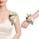 Ling's moment 2pcs Prom Wrist/Shoulder Corsage Artificial Flower, Girl/Mother Homecoming/Wedding Corsage Wristlet Dcor, etc. Dusty Rose Navy