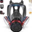 Full Facepiece with Filters, Earplug, & Gloves - Protection Against Painting, Gas, Dust, Chemicals, Organic Vapors, Welding, Polishing, Spraying