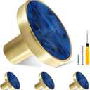 4 Pack Gold Knobs for Dresser Drawers, Brass Dresser Knobs Round Cabinet Knobs for Kitchen Cabinet Cupboard Door Decorative Furniture Hardware, 1-1/4" Diameter, Navy Blue