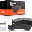 A-Premium Front Ceramic Disc Brake Pads Set Compatible with Select Cadillac, Chevry, GMC and Hummer Models - Silverado 1500 Suburban 2500 Sierra Savana Express Avalanche Yukon XL DeVille DTS H2
