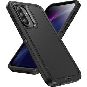Designed for Samsung Galaxy A36 5G Case 3 in 1 Military Grade Protective Case Cover Silicone Heavy Duty Rugged Shockproof for Galaxy A36 5G Phone Case (Black+Black)