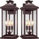 VenzBlomia 20" Oil Rubbed Bronze Outside Lighting for House 3-Light, 2 Pack Brown Large Vintage Outdoor Sconce Lights Porch Patio Lights Wall Mount, Waterproof Exterior Carriage Lamps, E12, 2-Pack/No Sensor