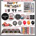 231PCS Cars Birthday Decorations Set Race Car Birthday Party Decorations Kit with Tablecloth, Banner, Plates, Cups, Napkins, Stickers & Slap Bracelets, Car Themed Party Decorations Serves 24