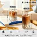 Ruckae Drinking Glasses Set of 8,11 oz and 7 oz Kitchen Water Glass Cups Set,Clear Curvature Glassware Dishwasher Safe,Mixed Drinkware for Beer,Juice,Cocktail,Whiskey,Milk and Various Mixed Drinks, Vertical stripe pattern