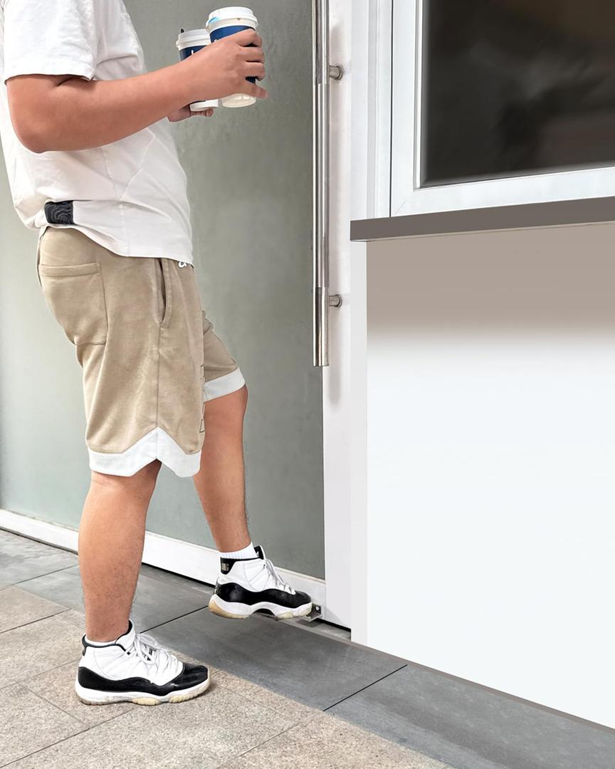 BaiNong 2 Pack Universal Model Touchless Foot Pulls for Cabinet Trash Can Silvery 4'' Touchless Hands Free Trash Opener Kitchen Cabinet Door Bins (2, FH02-Silvery)