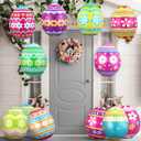 12 Pcs Inflatable Easter Eggs Decorations 15 Inch Easter Colorful Egg Outdoor Decorations PVC Blow up Ball Ornament Decor for Party Indoor Outdoor Yard Lawn Garden