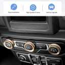 Aluminum Alloy Air Conditioner Switch Knob AC Button Trim Cover & Headlight Knob Cover for 2018-2024 Jeep Wrangler JL/JT Gladiator (Golden)