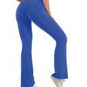 HEGALY Women's Maternity Flare Leggings Over The Belly - Casual Pregnancy Yoga Pants with Pockets Buttery Soft Royal Blue