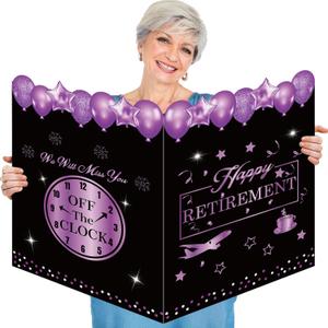 Jumbo Retirement Party Decorations,Extra Large Retirement Card for Women Men, Giant Farewell Happy Retirement Greeting Card Signature Guest Book for Coworker Retirement Party Supplies Decor-Purple Black Jumbo Retirement Party Decorations,Extra Large Retirement Card for Women Men, Giant Farewell Happy Retirement Greeting Card Signature Guest Book for Coworker Retirement Party Supplies Decor-Purple Black
