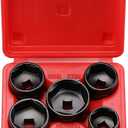 CASOMAN 5 Pieces 3/8" Drive Low Profile Oil Filter Socket Set, Oil Filter Cap Remover and Installer Tool Set, 6 Point, 24mm 27mm, 29mm, 32mm, 36mm, CR-V