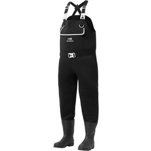 BASSDASH Mens Neoprene Waders Black Reeds Camo for Fishing Hunting with Rubber Boots Foot Waterproof Chest Waders
