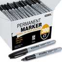 Ezzgol Permanent Markers Bulk, 300 Pack Fine Tip Black Permanent Markers, Waterproof Markers, Premium Smear Proof Pens, Quick Drying, Office Supplies for School, Office, Home