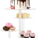 4 Tier Acrylic Cake Stand, Large Cupcake Stand with Led String Lights, Cake Display Stands Round Dessert Tree Tower, Transparent Pastry Tray Holder for Wedding Birthday Tea Graduation Party