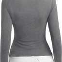 PINKMSTYLE Womens Asymmetrical Long Sleeve Shirt Casual Tunic Tops for Leggings Teacher Shirts (Gray, L)