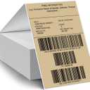 4 x 6 Shipping Labels Fanfold Khaki Vinyl Thermal Stickers Self-Adhesive Waterproof Direct Printing Label Paper for UPS Address Mailing Package Barcode 250 PCS