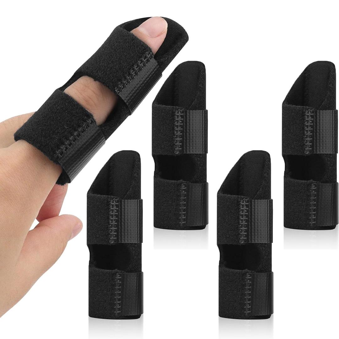 HLOES 5PCS Trigger Finger Splint, Finger Braces Joint Stabilizer, Adjustable Mallet Splint and Hand Brace, Finger Straightener for Arthritis – Fits Thumb, Index, Middle, Ring and Pinky Finger（5PCS）