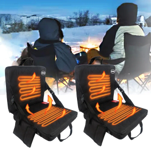 ANTQUE Portable Foldable Heated Stadium Seat, Heated Seat Cushion USB Powered (No Power Bank) 3 Mode Adjustable Pad with Pocket, Heated Memory Foam Backrest Cushion for Outdoor,Indoor Sports 2 pcs