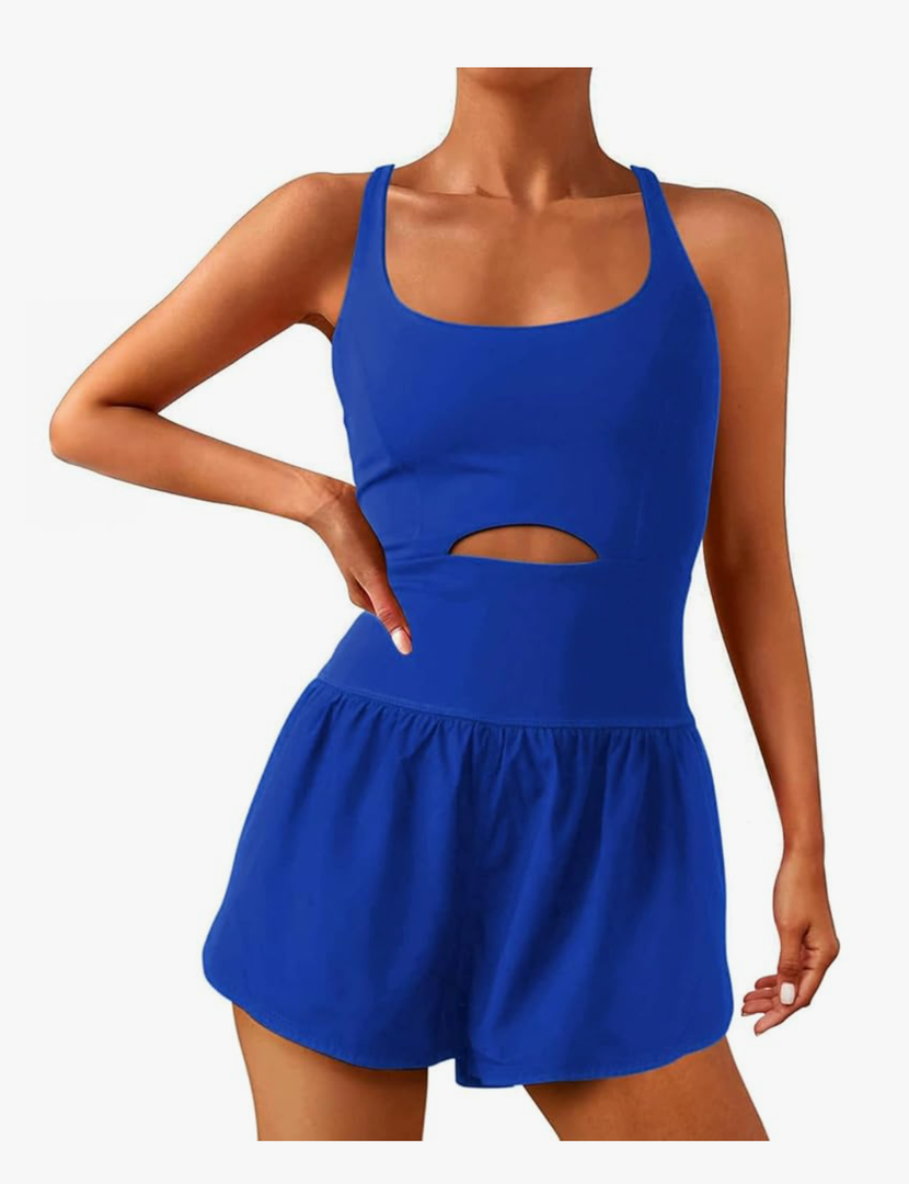 Wenlia Women Workout Romper Onesie with Padded Bras Sleeveless One Piece Outfits Shorts Atheletic Running Jumpsuit Clothes XL
