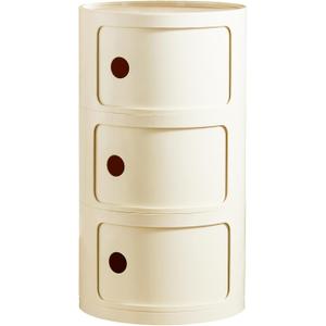 Round Nightstand with 3 Drawers, Modern Style Side Table, Multifunctional End Table Storage Cabinet for Living Room, Bedroom, Bathroom (White)