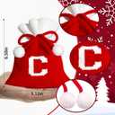 2 x Christmas Knit Drawstring Gift Bag Xmas Red and White Santa Sack with Alphabet Letter Design Reusable Wrapping Bag for Xmas Candy Goodie Party Favor 6.5 x 5.1 Inch Letter C