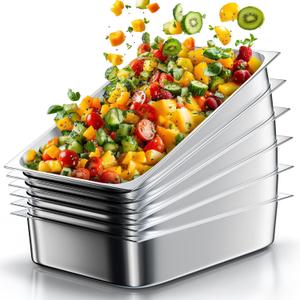 WantJoin Steam Table Hotel Pans 1/1 Full Size 4 Inch Deep 6 Pack, Stainless Steel Metal Tray Sets Food Storage Container for Restaurant Chafing Dishes Commercial Buffet Warmer Catering Supplies WantJoin Steam Table Hotel Pans 1/1 Full Size 4 Inch Deep 6 Pack, Stainless Steel Metal Tray Sets Food Storage Container for Restaurant Chafing Dishes Commercial Buffet Warmer Catering Supplies