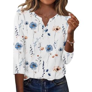 Zeagoo 3/4 Length Sleeve Women Tops Casual Dressy Summer Blouses Buisness Work Spring Tee Shirts, Medium