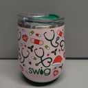 Swig Life 12oz Wine Tumbler with Lid, Stainless Steel, Dishwasher Safe, Portable, Triple Insulated Wine Tumbler (Santa's Scrubs)