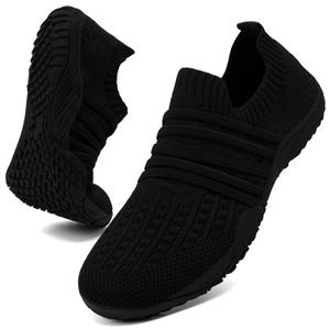 KLCBGF Barefoot Shoes Women Slip On Sneakers Black Tennis Shoes for Women Zero Drop Breathable Walking Womens AllBlack Size 6.5