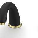 Bathroom Sink Faucet, Faucet for Bathroom Sink, Widespread Black and Gold Bathroom Faucet 3 Hole with Stainless Steel Pop Up Drain and cUPC Lead-Free Hose - (Black and Gold) (8 inch 1 pack)