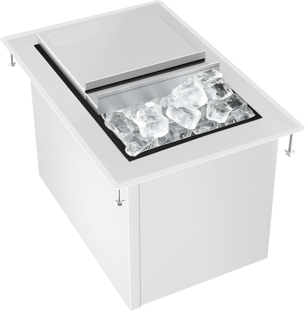 HARDURA Drop-in Stainless Steel Ice Bin, 18 inches x 12 inches x 11"