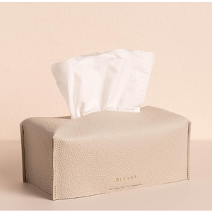 OLETHA Aesthetic Rectangle Tissue Box Cover, Medium Flat Box Tissues Holder Rectangular, Light Taupe