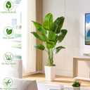 Bird of Paradise Artificial Plant, 5FT Faux Plants Indoor Banana Leaf Tree with 9 Leaves, Large Fake Tropical Potted Indoor Silk Floor Plant with White Tall Planter for House,Office,Room,Home Decor