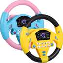 TOYANDONA Kids Steering Wheel Toy - 2PCS Simulated Driving Racing Car Game Toy, Driving Controller Early Education Pretend Driving Steering Wheel with Light Music for Boys Girls 4 5 6 Years Old