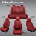 Car Seat Covers Full Set,Universal Fit for Cars,SUVs,Trucks,and Sedans with 5 Seats,Faux Leather Car Seat Cushion Compatible with Airbags,Waterproof Car Seat Protector,Wine Red