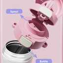 Melody Stainless Steel Insulated Water Bottle with Strap (Spout & Straw) 480ml - Pink