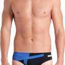ARENA Mens Swim Brief Diamond Team Performance MaxLife Athletic Swimwear Professional Training Swimsuit Sports Bathing Suit, Black/Royal, US Size 34