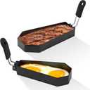 Patelai 2 Pack Halloween Coffin Shaped Egg Ring Pancake Molds Set Stainless Steel Griddle Egg Rings Coffin Fried Pancake Shapers with Handle DIY Cooking Tool for Breakfast Omelette (6 Inch)